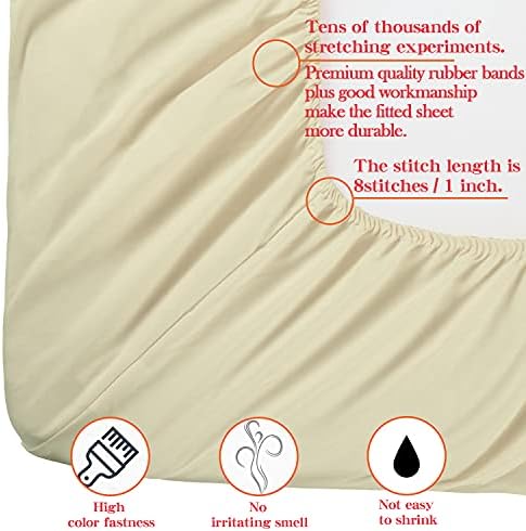 NTBAY Queen Microfiber Fitted Sheet, 15 Inch Pocket, Light Taupe