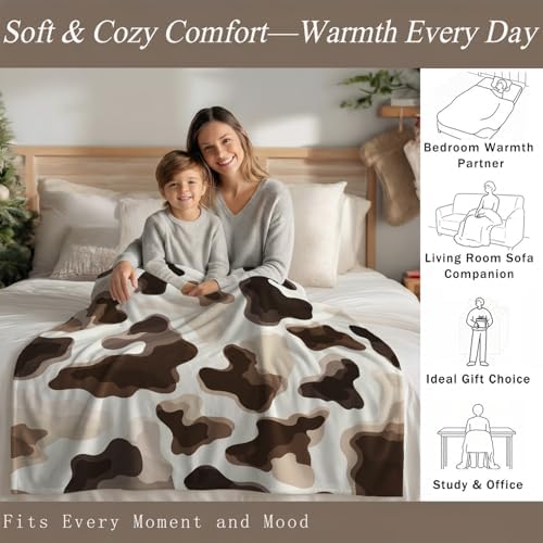 Beige Brown Blanket - Modern Microfiber Throw,Gifts for Kids Adult