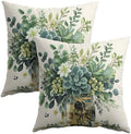 Spring Eucalyptus Leaves Throw Pillow Covers 22X22 Inches Set of 2