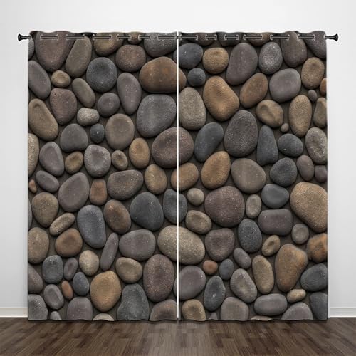 Blackout Pebble Texture Curtains for Bedroom, Gray Curtains 63 Inch