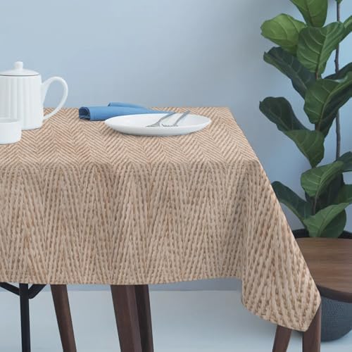 Beige Burlap Texture Table Cloth Waterproof Tablecloths, Farmhouse