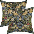 Floral Pillow Covers 18x18 Inch Set of 2, Sage Green Flower Bird