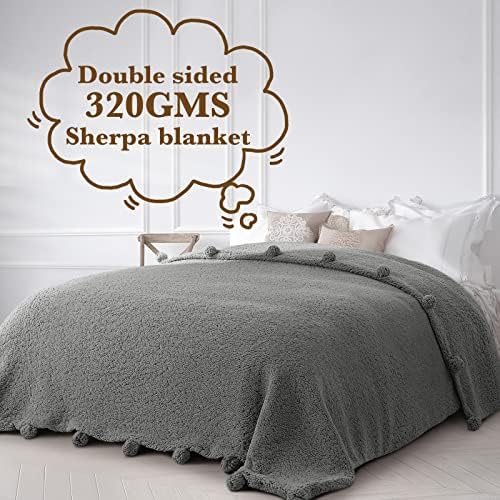 LBRO2M Sherpa Fleece Bed Blanket Super Soft Plush Warm Throw King