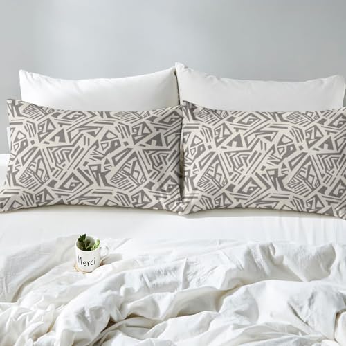 Erosebridal Light Gray Geometric Teens Duvet Cover 3 Piece Bohemian