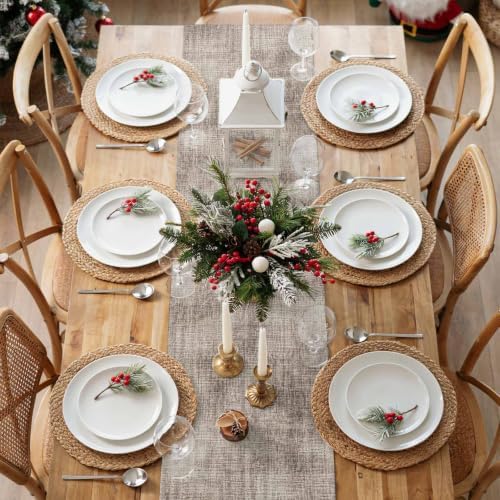 Brown Beige Table Runner - 90 Inch Long, Farmhouse Linen Texture