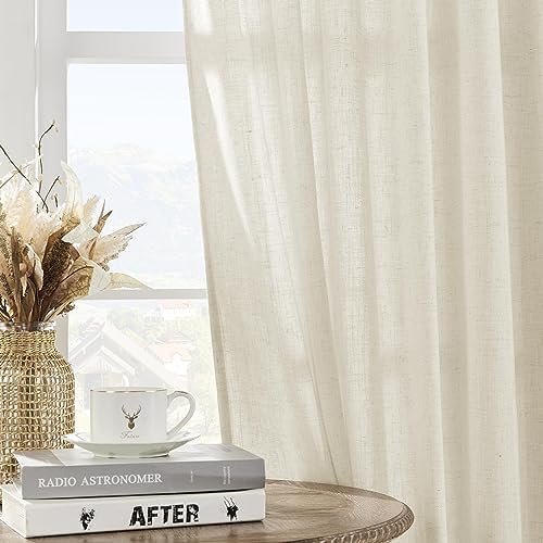 Joydeco Linen Curtains 2 Panel Set, Ivory on Linen Curtains 108 Inch