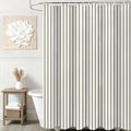 Grey Beige Striped Linen Cotton Waterproof Shower Curtain 60" W x 72"