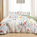 Nanko Floral Duvet Cover King Size, 3 Pieces Green Leaves Yellow