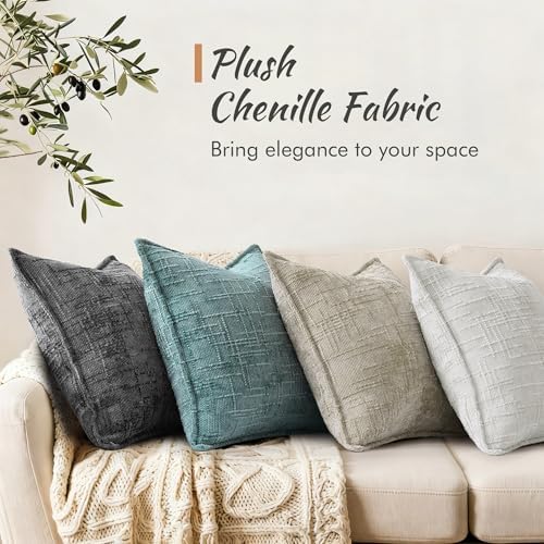 decorUhome Chenille Decorative Throw Pillow Covers 20x20 Set of 2