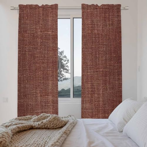 Dark Brown Window Curtains 72 Inch Long 2 Panel Set, Rod Pocket Long