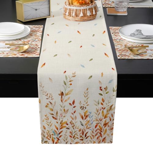 Fall Leaves Table Mats Set of 6 with Table Runner 90 Inches