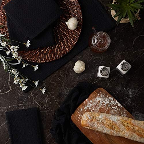 DII Recycled Cotton Kitchen Collection Dishtowel Set, 18x26, Black