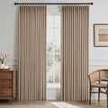 Burlywood Brown Pinch Pleated Linen Curtains 96 Inches Long 2 Panels