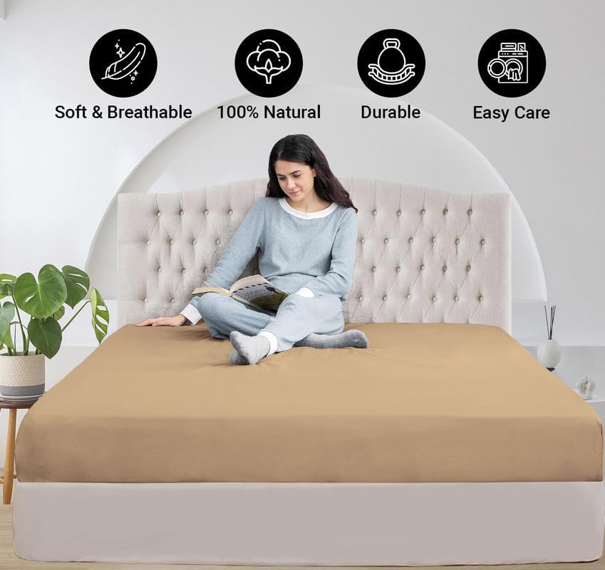 500-TC Egyptian Cotton Fitted Sheet – 1 Piece Only, Deep Pocket Design