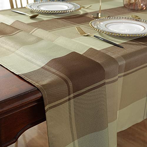SASTYBALE Rectangle Tablecloth 52 x 70 Inch, Taupe, Checkered Table