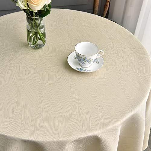 maxmill Round Jacquard Tablecloths Swirl Design Spillproof Wrinkle