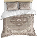 Boho Beige Duvet Cover Queen Size, Southwestern Ethnic Abstract