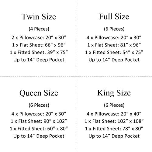 JML Bed Sheet, 6 Pieces Queen Sheet Set Deep Pocket Up to 14" - Luxury