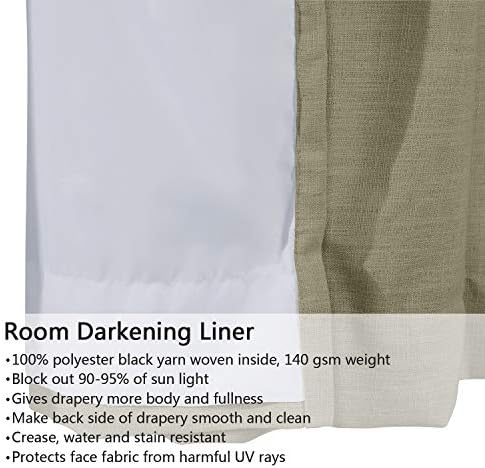 TWOPAGES 72 W x 96 L Taupe Grey Back Tab Curtain for Kitchen Window