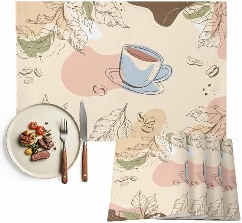 Placemats Set of 8, Boho Coffee Woven Placemat, Linen Place Mats for