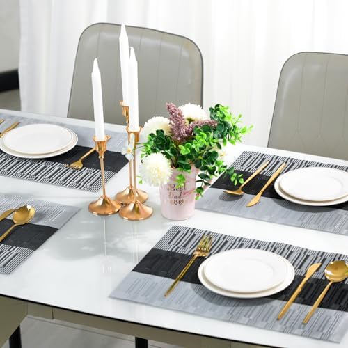 Placemats Set of 8,Non-Slip PVC Weave Table Mats Easy to Clean,Heat