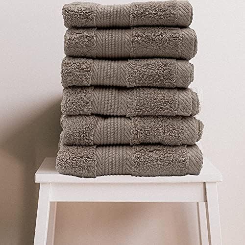 Linteum Textile Supply 16x28 Premium Hand Towels (Taupe, 6)