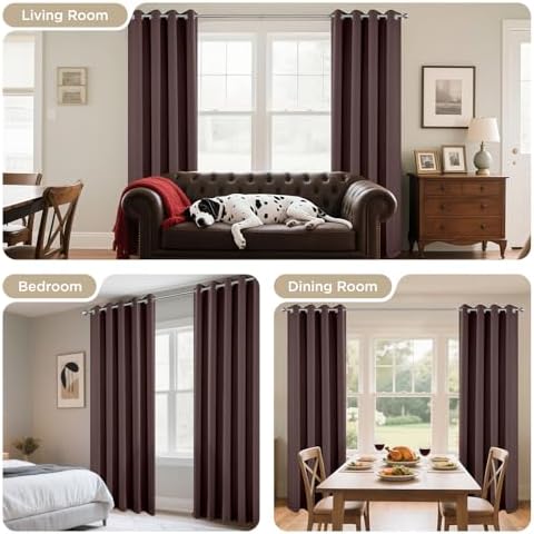 Joydeco Blackout Curtains 120 inches Long 2 Panels Set, Thermal