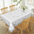 60x120inches White Grey Rectangle Tablecloth Minimalism Grey Leaves