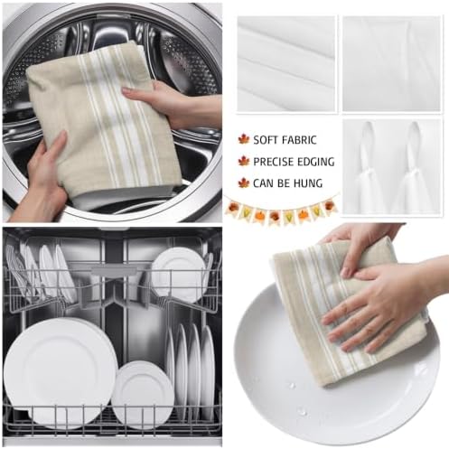 Vertical Stripes Kitchen Towels Set of 3 Rustic Minimalist Parallel
