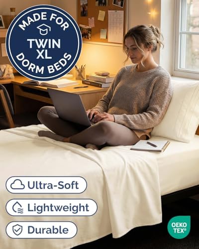 Twin XL Size 3 Piece Sheet Set - Breathable & Cooling Sheets - Off