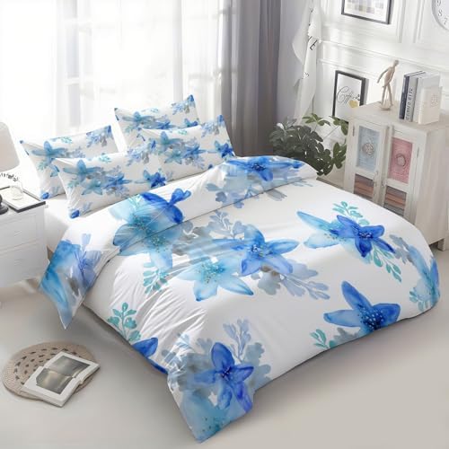 King Duvet Cover Set Dreamy Watercolor Starfish Pattern Bedding with
