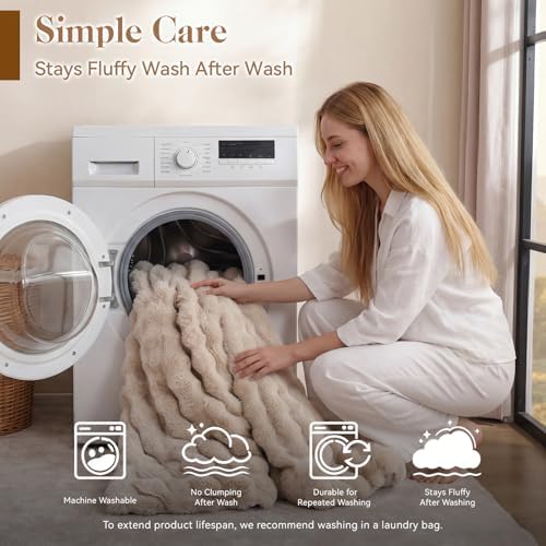 YIKUSH King Faux Fur Soft Comforter Set, Fluffy Linen Rabbit Fur