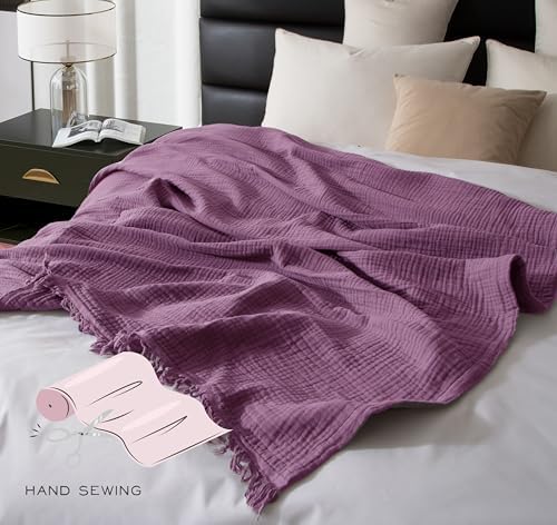 KyraHome 100% Organic Cotton 50"x60" Muslin Throw Blankets for Adults