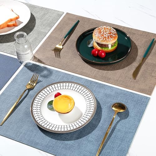 Dining Table Placemat Rectangle 6 PCS, 11.82 x 17.72 Inches Leather