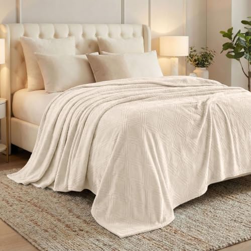 SUPERIOR Fleece Diamond Fluffy Blanket, Decorative Blankets for