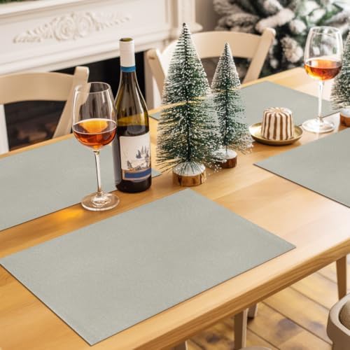 Light Gray Placemats Set of 8, Cotton Linen Fabric Place Mats, Modern