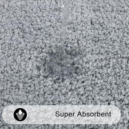 SHACOS Soft Microfiber Light Grey Bathroom Rugs Sets 2 Pieces 32x20