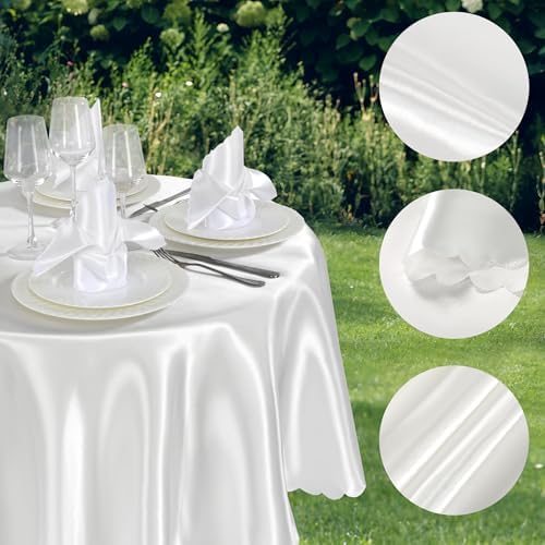 90 Inch Off White Round Tablecloth, 1 Pack