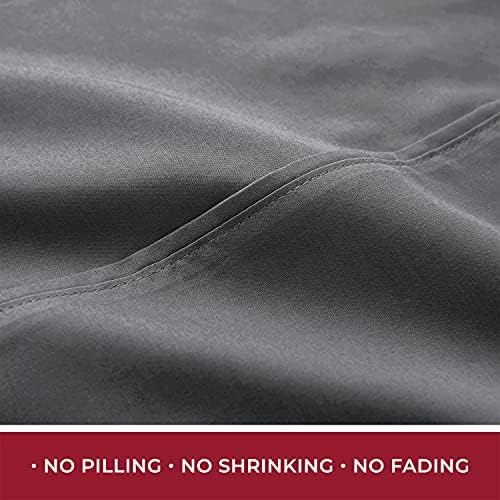 Mellanni 400TC Cotton Sateen Sheets, King Gray, 4 Piece Set