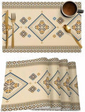 Placemats Set of 8, Beige Khaki Boho Woven Placemat, Linen Place Mats