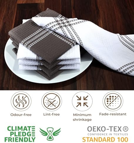 Urban Villa Kitchen Towels Cotton Dish Towels 12”x12” (Set of 8) Grey