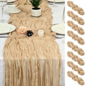 8 Pack Beige Cheesecloth Table Runner 17x108 inch Boho Gauze Cheese