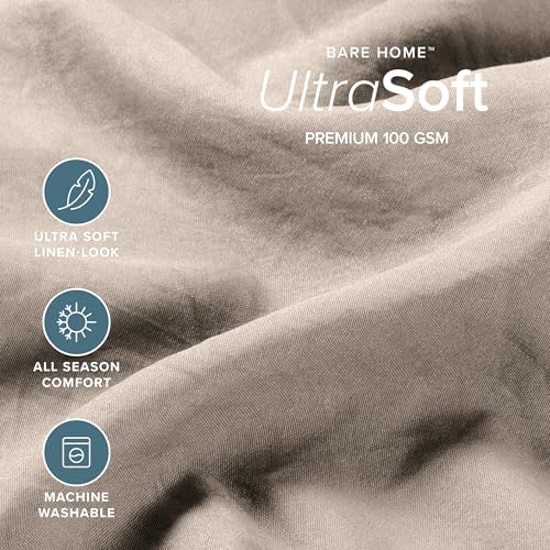 Bare Home Washed Sheet Set 1800 Ultra-Soft (Full, Pebble)