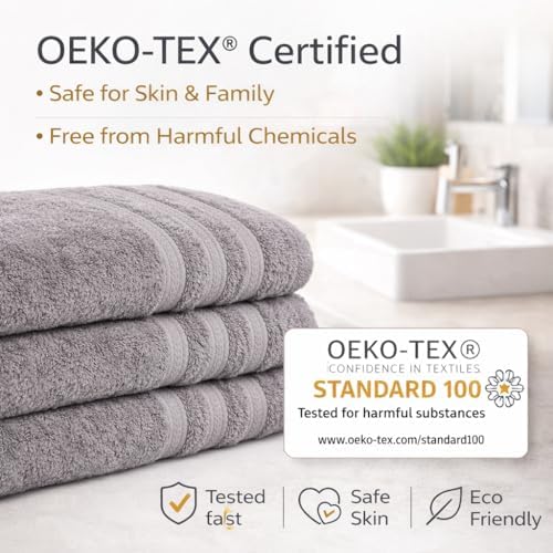 Bath Towels 27x54 – Pack of 6 | Soft, Light Weight & Quick-Dry