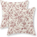 Burgundy Red Floral Pillow Covers 18x18 Set of 2 Chinoiserie Floral