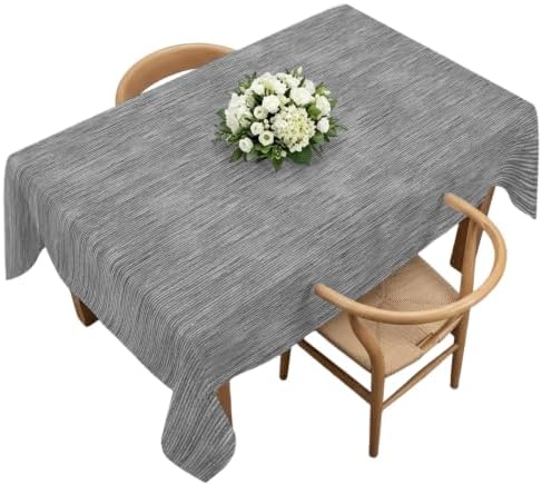 Gray Solid Color Table Cloth, Minimalist Vintage Linen Texture Modern