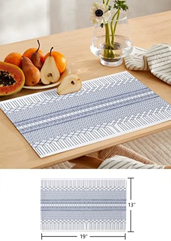Geometric Table Mats Set of 4 With Table Runner 90 Inches Long,Cotton