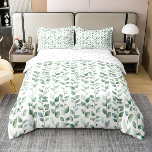 Erosebridal Botanical Leaf 100% Cotton Comforter Cover Queen