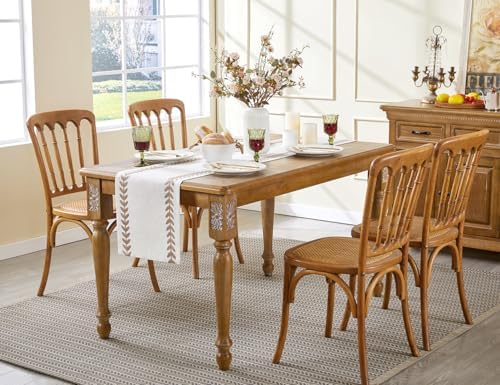 Wracra Embroidered Table Runner, Taupe Table Runners 90 Inches Long