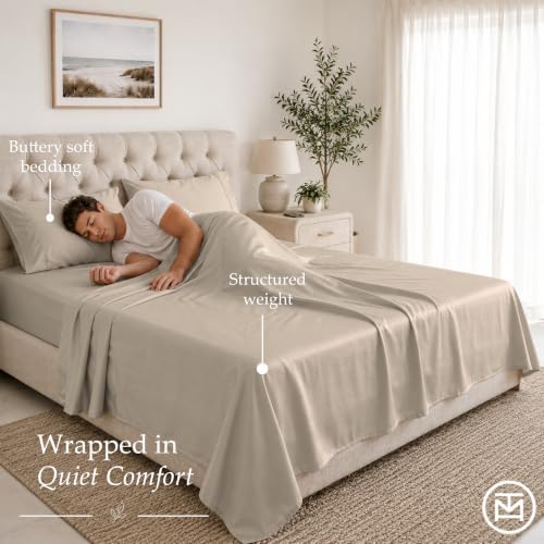 Threadmill 600 Thread Count Cotton Full Sheet Set, Sateen, Taupe